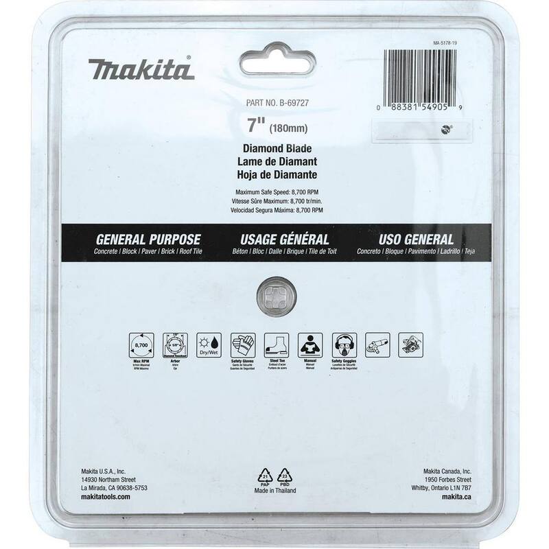 Makita 7 pulgadas Disco de Diamante Turbo Rim para Uso General - B-69727