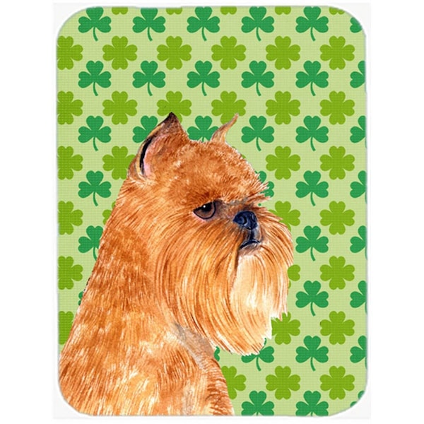 Carolines Treasures Brussels Griffon St. Patricks Day Shamrock Portrait Glass Cutting Board- Large - SS4425LCB