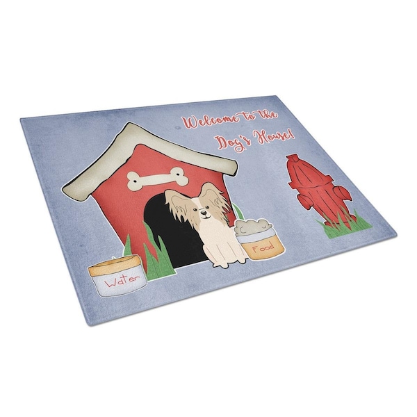 Carolines Treasures Dog House Collection Papillon Sable White Glass Cutting Board, Large - BB2831LCB