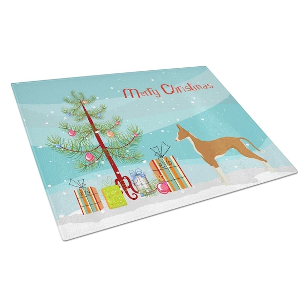 Carolines Treasures Ibizan Hound Christmas Tree Glass Cutting Board Large - CK3545LCB