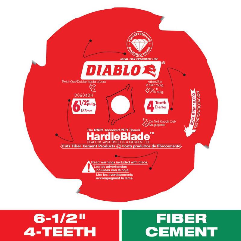 DIABLO 6-1/2 pulgadas x 4 Dientes Hoja de Sierra HardieBlade para Cemento de Fibra - D0604DH