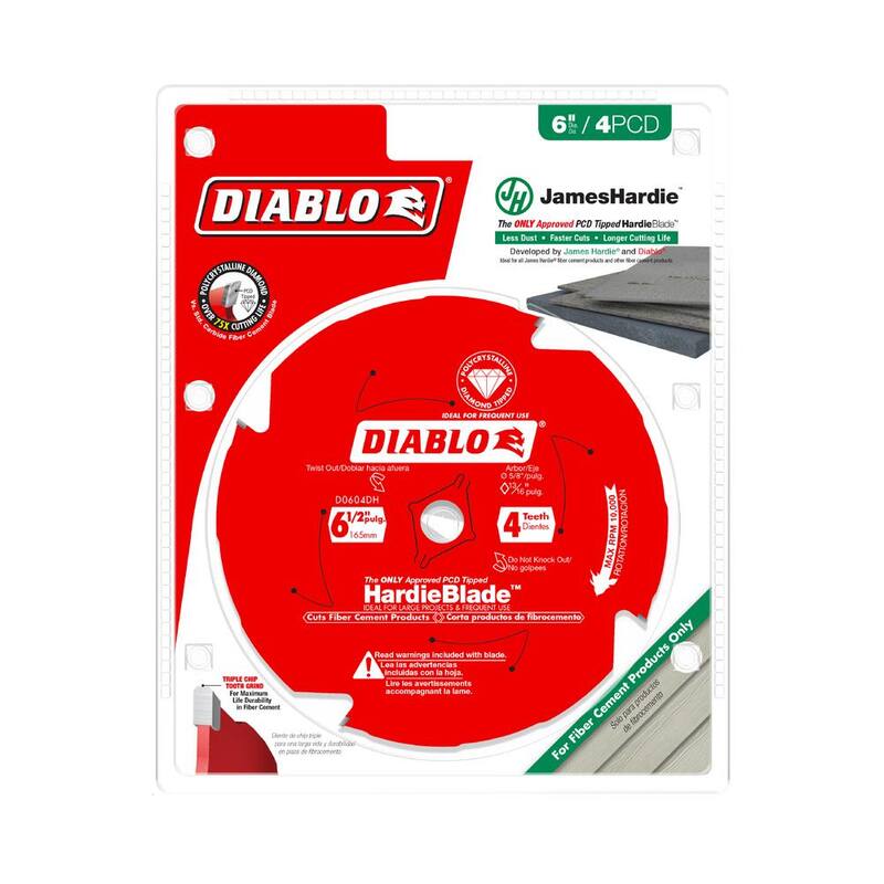 DIABLO 6-1/2 pulgadas x 4 Dientes Hoja de Sierra HardieBlade para Cemento de Fibra - D0604DH