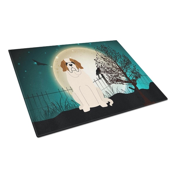 Carolines Treasures Halloween Scary Saint Bernard Glass Cutting Board, Large - BB2225LCB