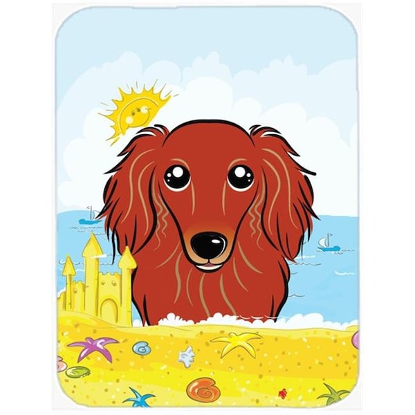 Carolines Treasures Carolines Treasures BB2082LCB Longhair Red Dachshund Summer Beach Glass Cutting Board; Large - BB2082LCB