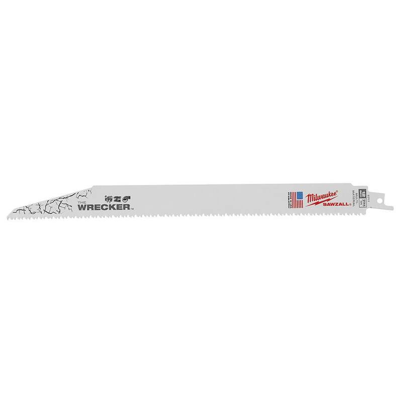 Milwaukee 12 pulgadas 7/11 dientes por pulgada Wrecker Demolition Multi-Material Cutting Sawzall Hojas de sierra reciproca (paquete de 5) - 48-00-5711