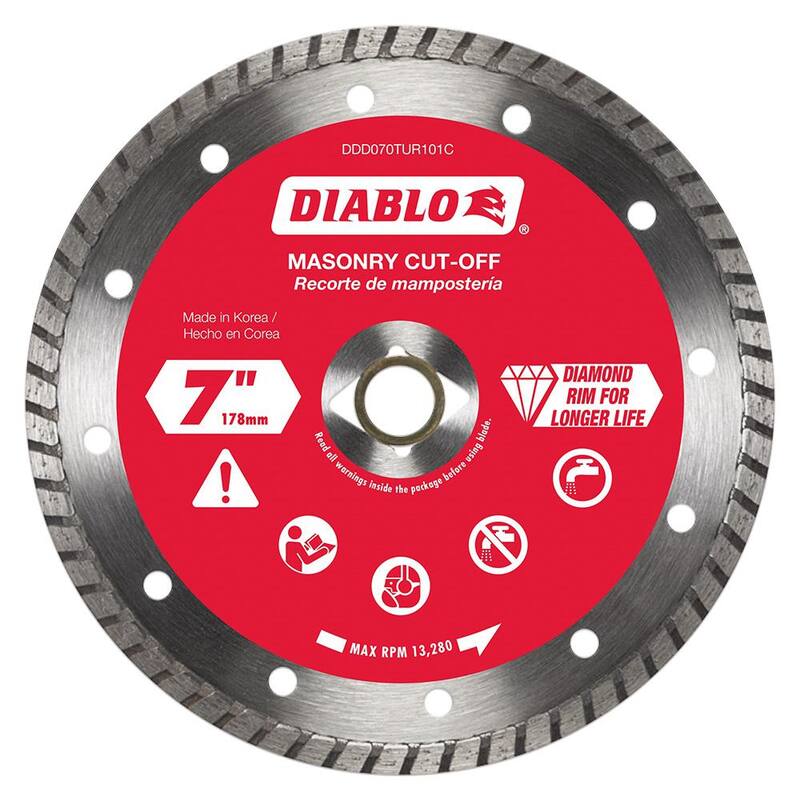 DIABLO 7 pulgadas Hoja de Diamante Turbo Rim para Cortar Albañilería - DDD070TUR101C