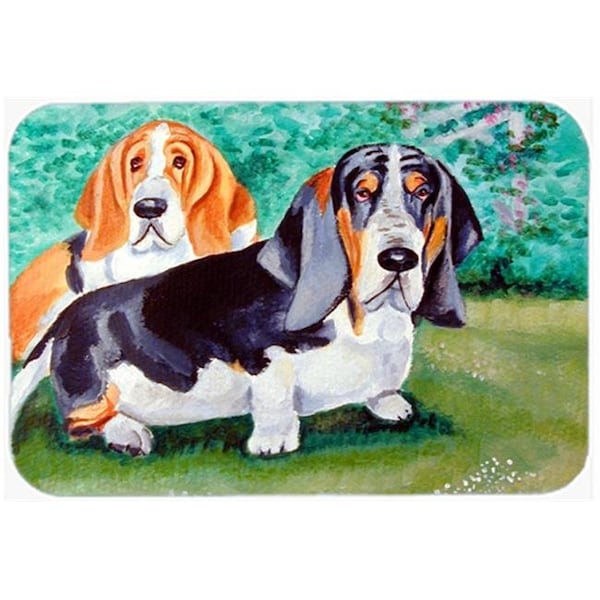 Carolines Treasures Carolines Treasures 7061LCB Basset Hound Double Trouble Glass Cutting Board - Large; 15 x 12 in. - 7061LCB