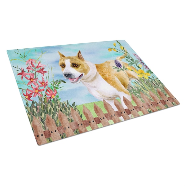 Carolines Treasures American Staffordshire Spring Glass Cutting Board, Large - CK1206LCB