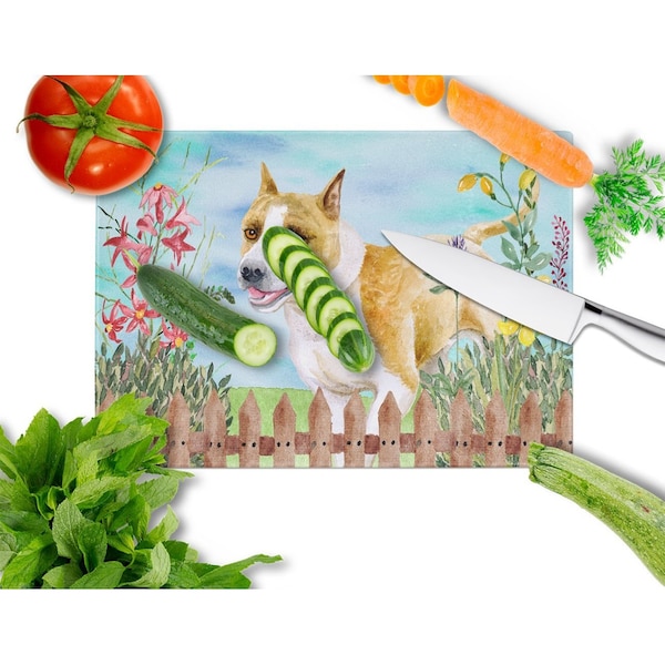 Carolines Treasures American Staffordshire Spring Glass Cutting Board, Large - CK1206LCB