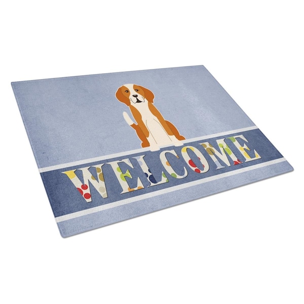 Carolines Treasures English Foxhound Welcome Glass Cutting Board Large - BB5691LCB