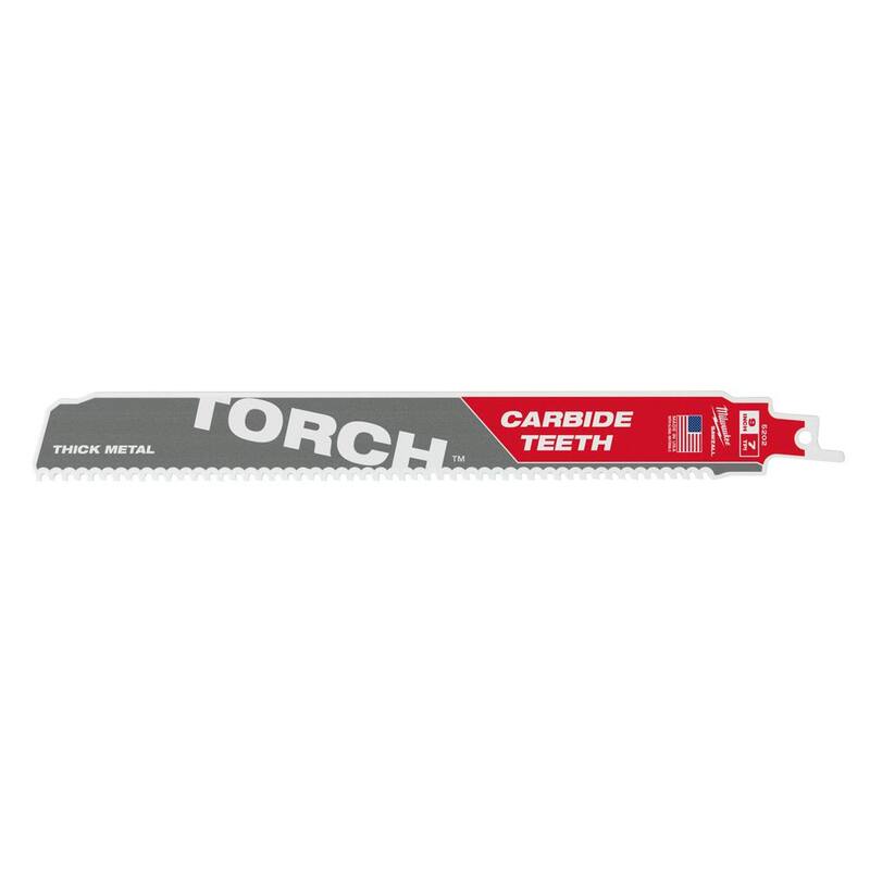 Milwaukee 9 in. 8 TPI TORCH Carbide Teeth Thick Metal Cutting SAWZALL Reciprocating Saw Blade (Paquete de 3) - 48-00-5302