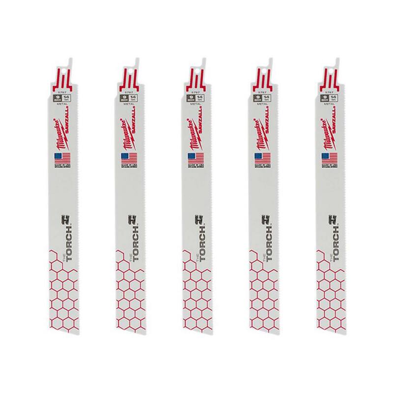 Milwaukee 9 pulgadas 14 TPI TORCH Hojas de sierra recíproca para corte de metal mediano SAWZALL (paquete de 5) - 48-00-5787S