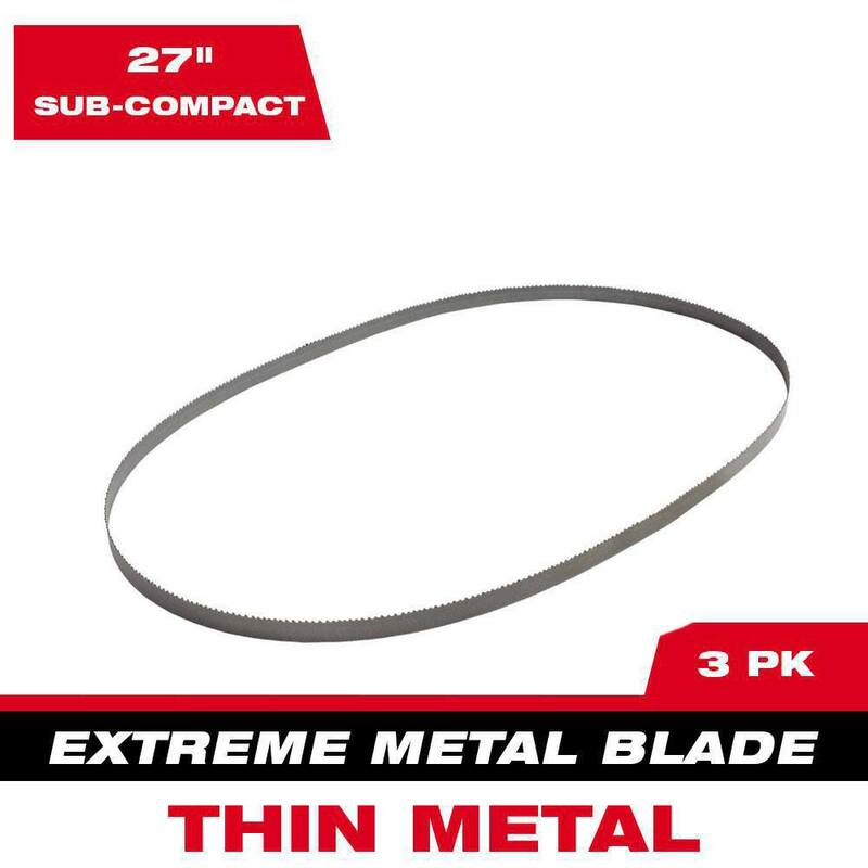 Milwaukee 27 pulgadas 12/14 TPI Hoja de sierra de banda para cortar metal extremadamente delgada Sub Compact (paquete de 3) para sierra de banda M12 - 48-39-0711