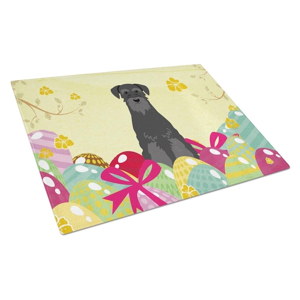 Carolines Treasures Easter Eggs Standard Schnauzer Black Glass Cutting Board Large - BB6032LCB