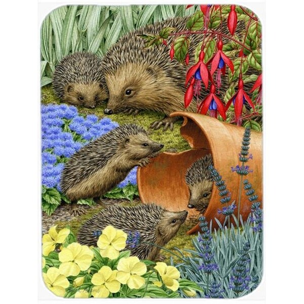 Carolines Treasures Carolines Treasures ASA2087LCB Hedgehogs In The Flower Pot Glass Cutting Board; Large - ASA2087LCB