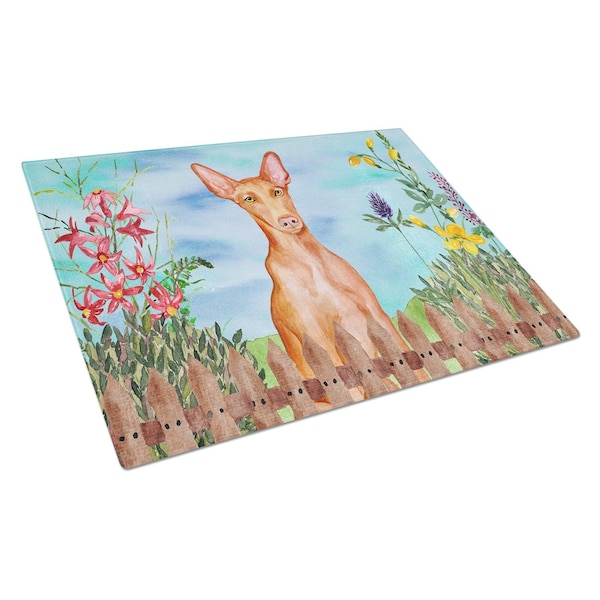 Carolines Treasures Pharaoh Hound Spring Glass Cutting Board - Large - CK1277LCB