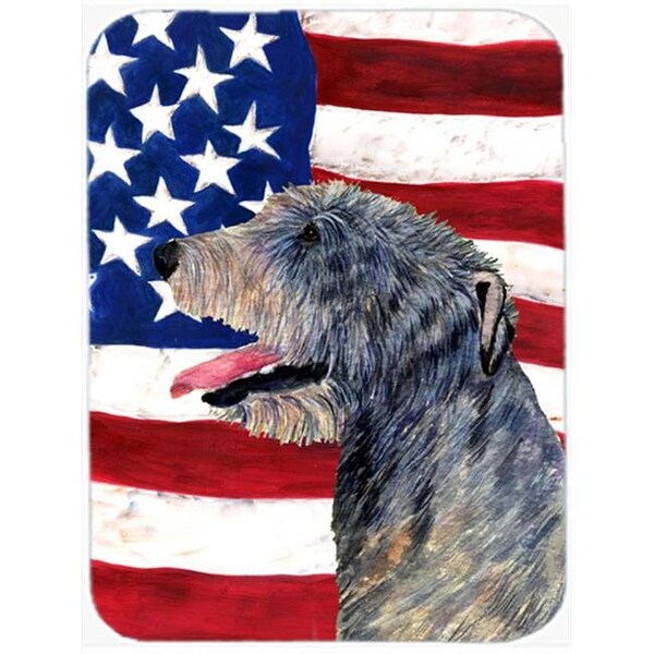 Carolines Treasures Carolines Treasures SS4033LCB USA American Flag With Irish Wolfhound Glass Cutting Board - Large - SS4033LCB