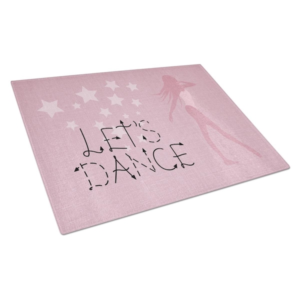 Carolines Treasures Lets Dance Linen Pink Glass Cutting Board Large - BB5375LCB