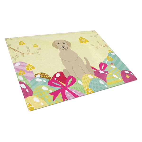 Carolines Treasures Easter Eggs Yellow Labrador Glass Cutting Board Large - BB6055LCB