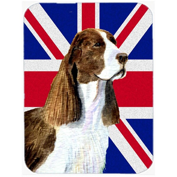 Carolines Treasures Springer Spaniel With English Union Jack British Flag Glass Cutting Board - Large - SS4955LCB