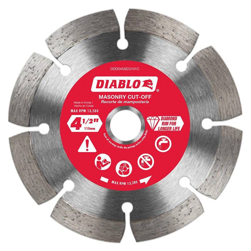 DIABLO 4-1/2 pulgadas. Disco de Diamante con Borde Segmentado para Corte en Albañilería - DDD045SEG101C