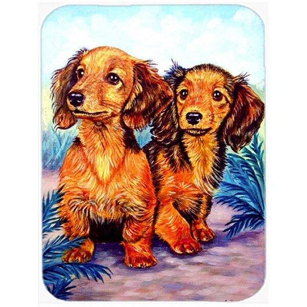 Carolines Treasures Carolines Treasures 7022LCB Long Hair Red Dachshund Glass Cutting Board - Large; 15 x 12 in. - 7022LCB