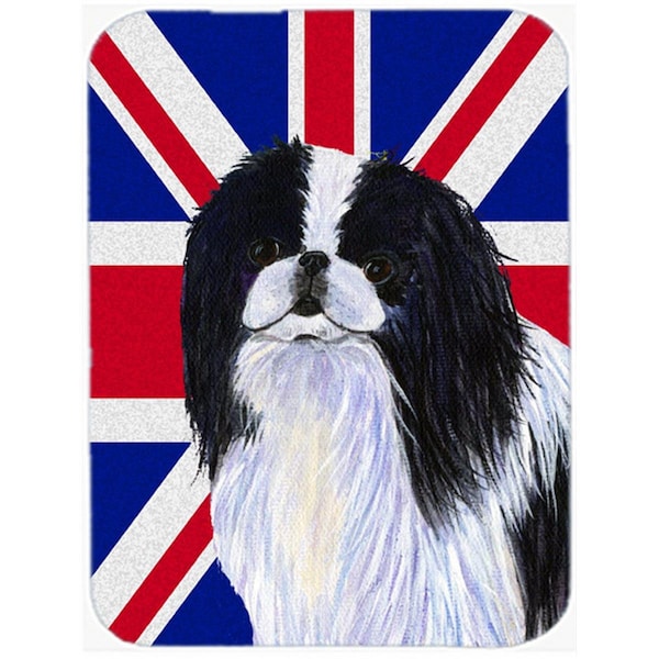 Carolines Treasures Japanese Chin With English Union Jack British Flag Glass Cutting Board - Large - SS4909LCB