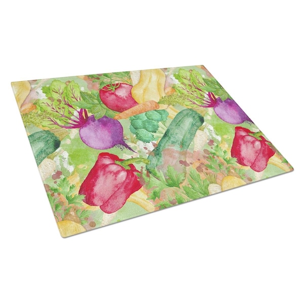 Carolines Treasures Carolines Treasures BB7572LCB Watercolor Vegetables Farm to Table Glass Cutting Board; Large - BB7572LCB