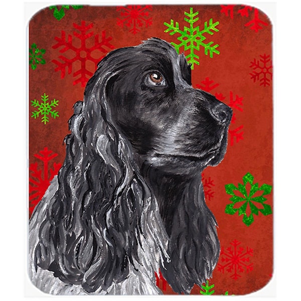 Carolines Treasures 15 x 12 in. Cocker Spaniel Red Snowflake Christmas Glass Cutting Board- Large - SC9582LCB