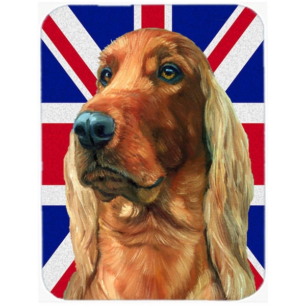 Carolines Treasures Irish Setter With English Union Jack British Flag Glass Cutting Board- Large - LH9597LCB