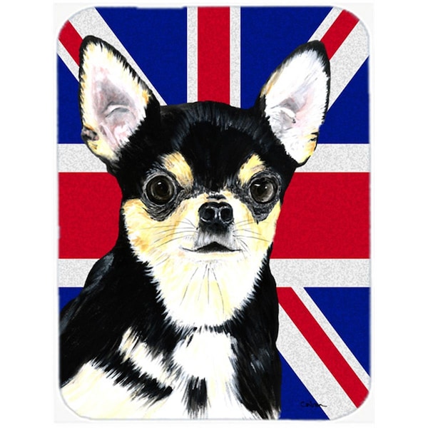 Carolines Treasures Chihuahua With English Union Jack British Flag Glass Cutting Board - Large - SC9856LCB