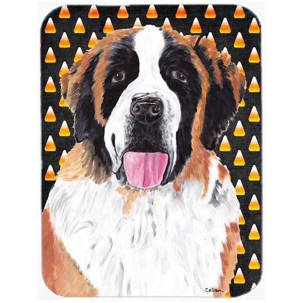 Carolines Treasures Saint Bernard Candy Corn Halloween Portrait Glass Cutting Board - Large - SC9165LCB
