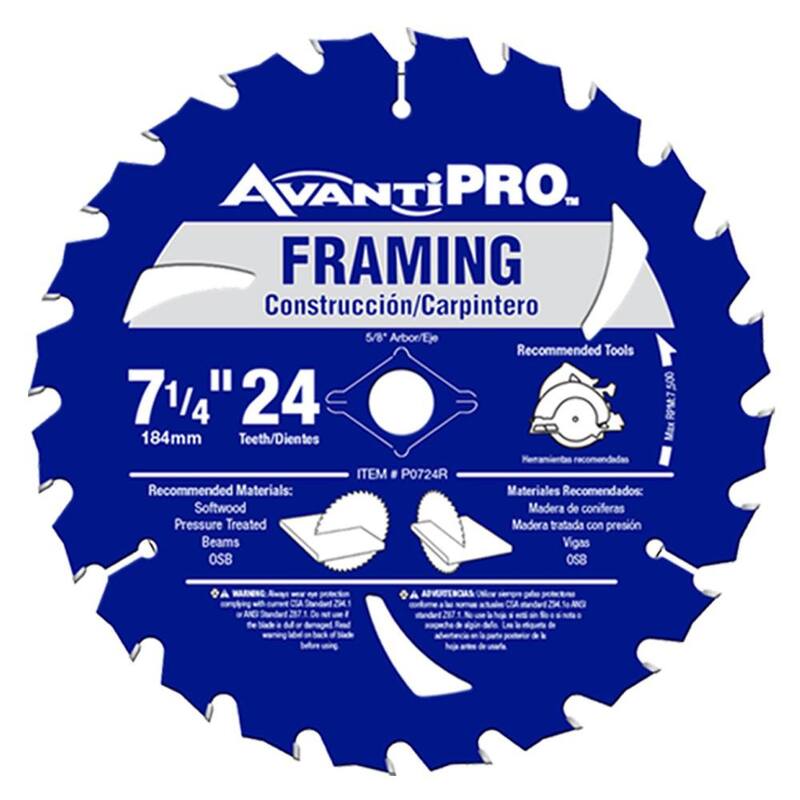 Avanti Pro 7-1/4 pulgadas x 24 dientes Hoja de sierra circular para estructuras - P0724R