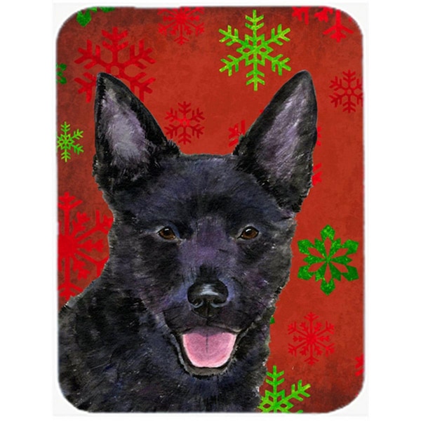 Carolines Treasures Australian Kelpie Red and Green Snowflakes Christmas- Glass Cutting Board - Large - SS4705LCB