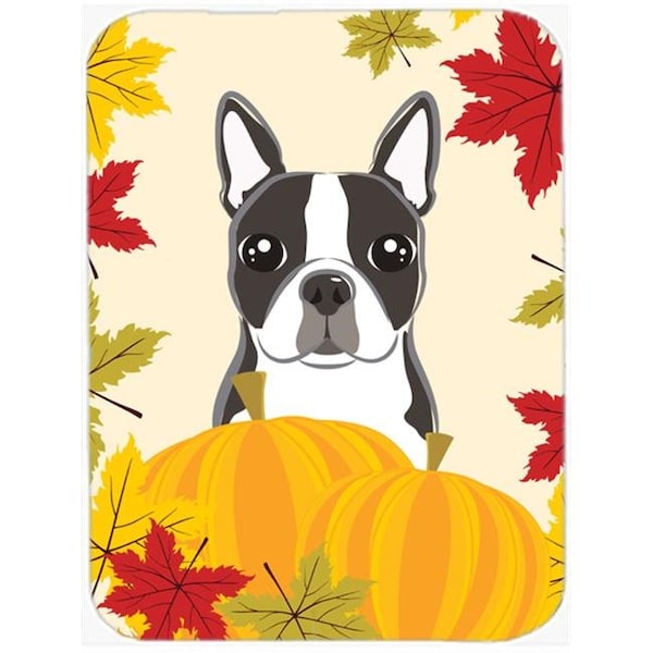 Carolines Treasures Carolines Treasures BB2009LCB Boston Terrier Thanksgiving Glass Cutting Board; Large - BB2009LCB