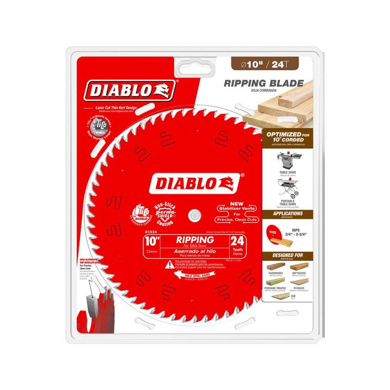 DIABLO 10in. x 24 dientes Hoja de sierra circular para madera - D1024X