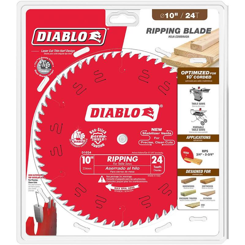 DIABLO 10in. x 24 dientes Hoja de sierra circular para madera - D1024X