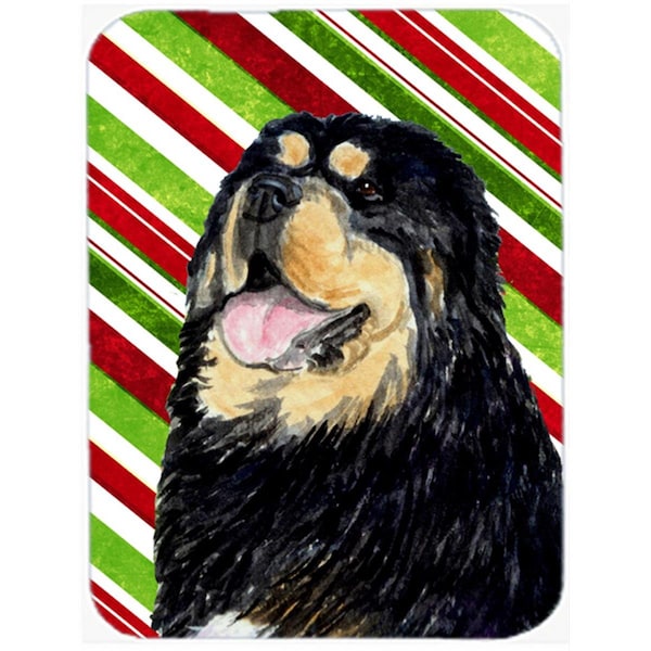 Carolines Treasures Tibetan Mastiff Candy Cane Holiday Christmas Glass Cutting Board - Large - SS4581LCB