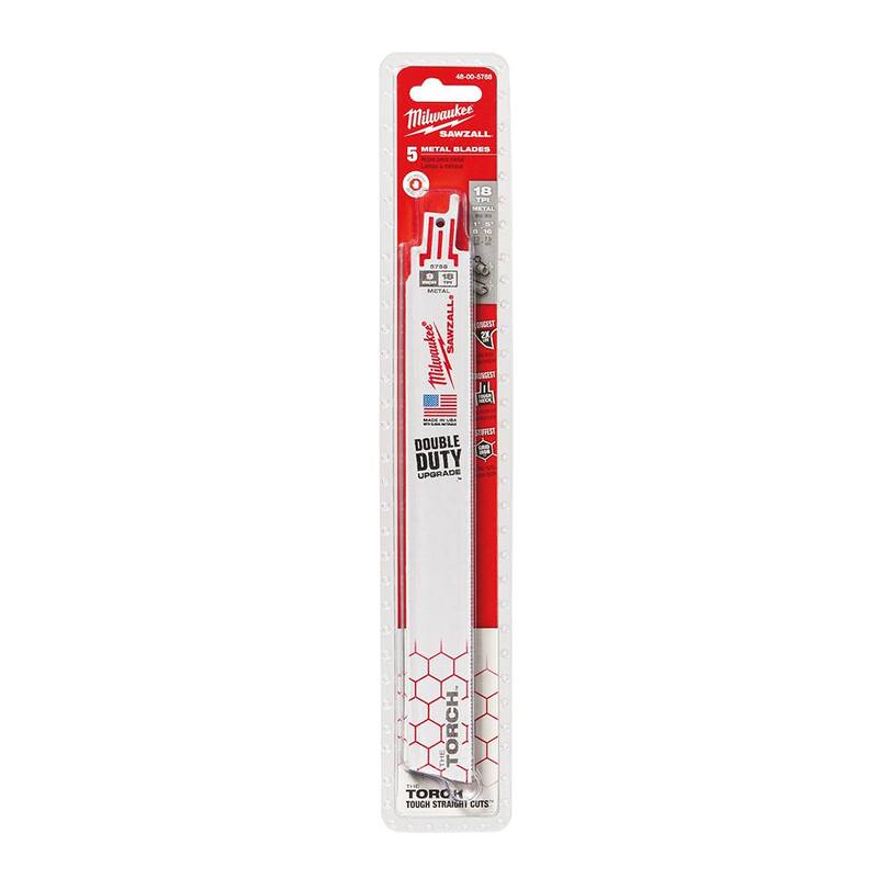 Milwaukee 9 pulgadas 18 TPI TORCH de corte medio de metal hojas de sierra reciproca BiMetal SAWZALL (paquete de 5) - 48-00-5788S