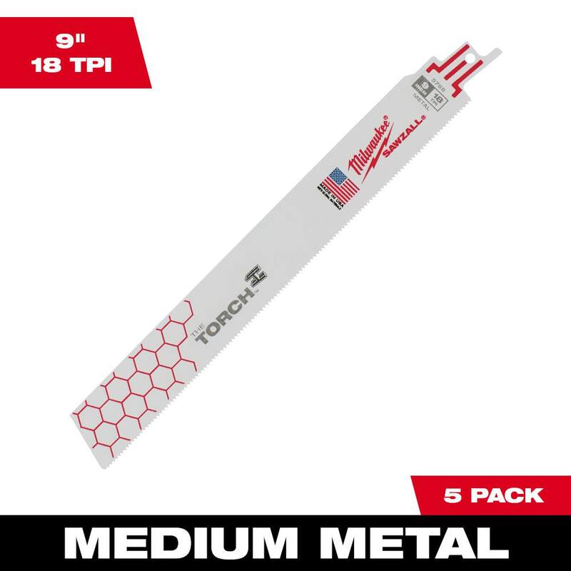 Milwaukee 9 pulgadas 18 TPI TORCH de corte medio de metal hojas de sierra reciproca BiMetal SAWZALL (paquete de 5) - 48-00-5788S