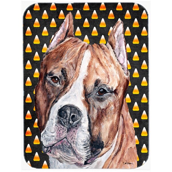Carolines Treasures Staffordshire Bull Terrier Staffie Candy Corn Halloween Glass Cutting Board - Large - SC9656LCB
