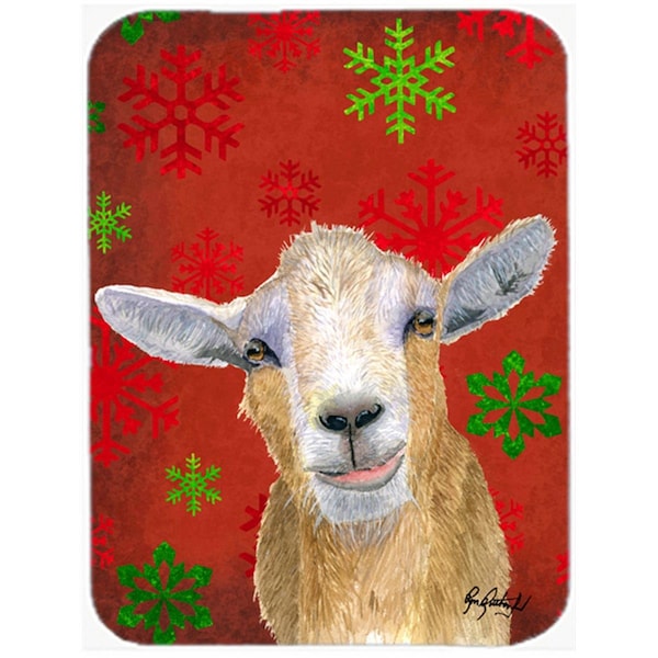 Carolines Treasures 15 X 12 In. Red Snowflakes Goat Christmas Glass Cutting Board Large Size - RDR3024LCB