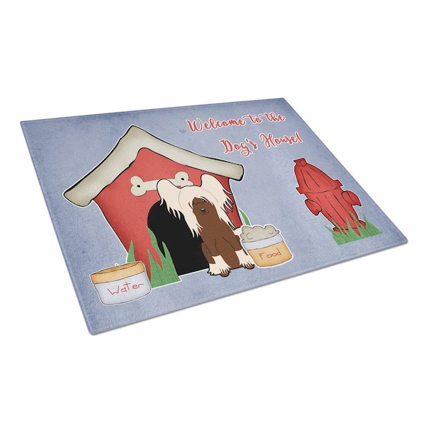 Carolines Treasures Dog House Collection Chinese Crested Cream Glass Cutting Board, Large - BB2867LCB