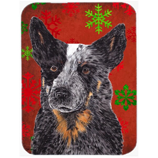 Carolines Treasures Australian Cattle Dog Red Green Snowflakes Christmas Glass Cutting Board - Large - SC9436LCB
