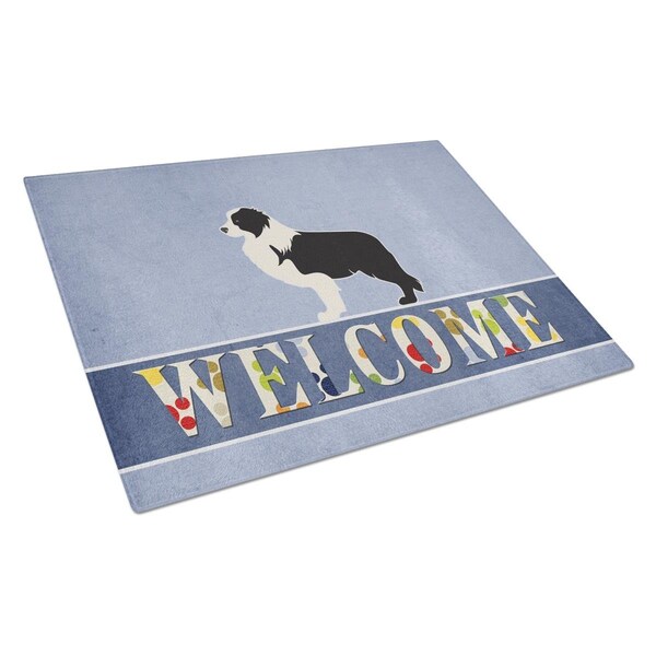 Carolines Treasures Black Border Collie Welcome Glass Cutting Board Large - BB5527LCB