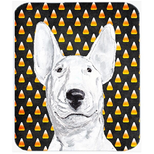 Carolines Treasures 15 X 12 In. Bull Terrier Halloween Candy Corn Glass Cutting Board Large Size - SC9534LCB