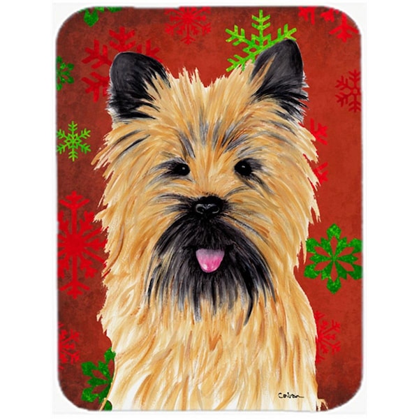 Carolines Treasures Cairn Terrier Red And Green Snowflakes Christmas Glass Cutting Board - Large - SC9415LCB