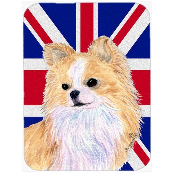 Carolines Treasures Chihuahua With English Union Jack British Flag Glass Cutting Board - Large - SS4915LCB