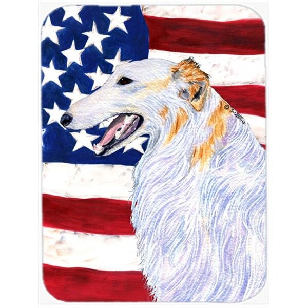 Carolines Treasures Carolines Treasures SS4231LCB USA American Flag with Borzoi; Glass Cutting Board - Large - SS4231LCB