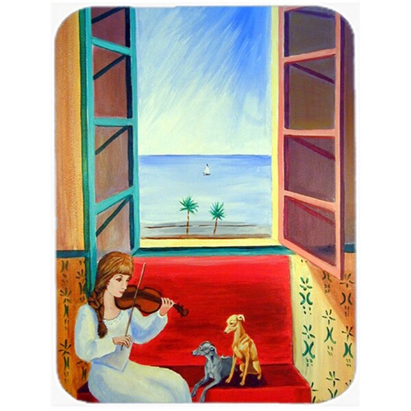 Carolines Treasures Italian Greyhounds with Mom and Violin Glass Cutting Board - Large- 15 x 12 in. - 7126LCB